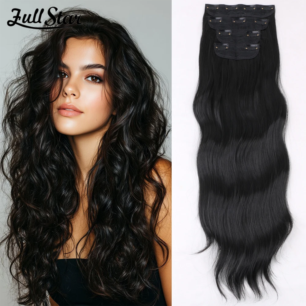 22 Inches 160 Grams Body Wave Clips In Piano Blond 27/613 Ombre Bio Protain High Temperature Synthetic Hair Extensions 4Pcs/Lot