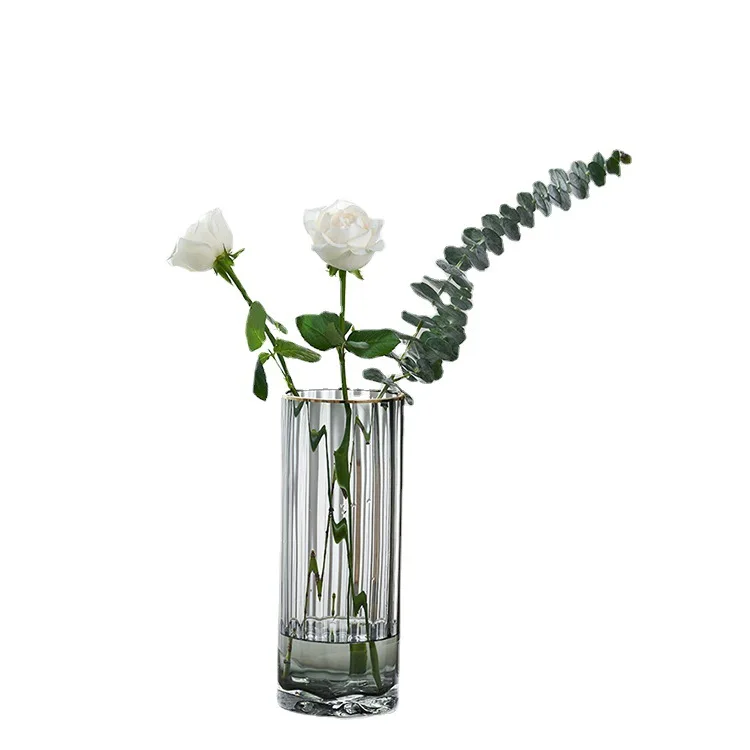 

Simple straight primary color glass vase model room Nordic light luxury ornament creative home soft decoration ornament
