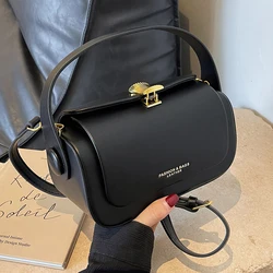 Classic Black Shoulder Bag Women's Versatile Retro Crossbody Square Bags 2025 New Large Capacity Textured Leather Flap Handbags