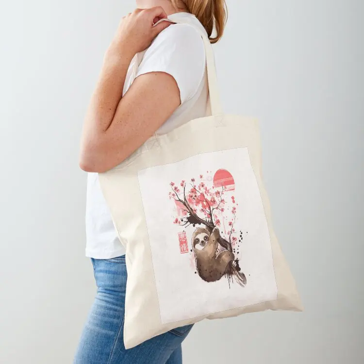 

Sakura sloth japanese art Tote Bag women bag Women bags canvas tote bag Women's handbag