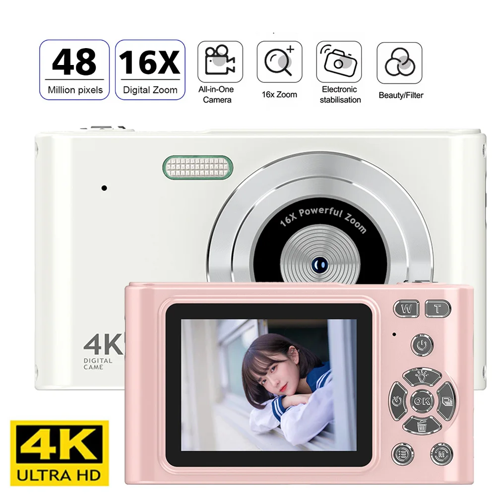 4K 48MP Digital Cameras for Kids 1080P Autofocus Camera for Photography HD with 2.4