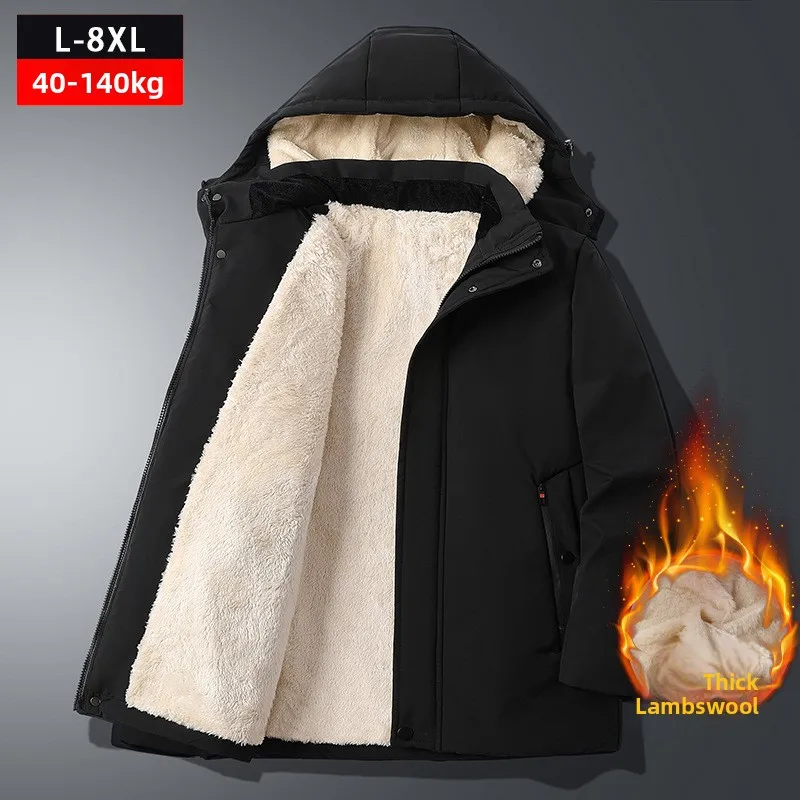 

Мужское хлопковое джинто Lamb Velvet Thiened, зимнее теплое и модное облегающее пальто с воротником-стойкой, обычная длина, пальто для папы