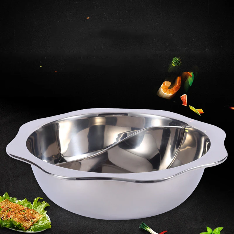 Stainless Steel Pot Octagonal Sun Pot Slow Stew Soup Pot Kitchen Cooking Double Grid Hot Pot Without Cover-30cm