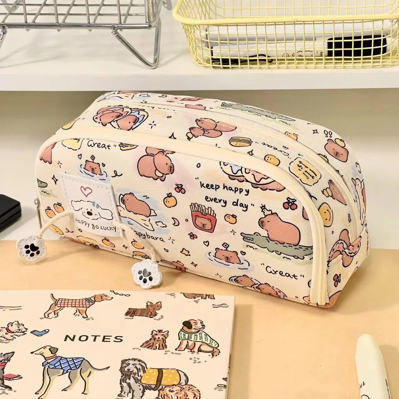 Imagem -05 - Kawaii Capybara Pencil Case para Crianças Kit Escolar Papelaria Estética Volta às Crianças Aulas