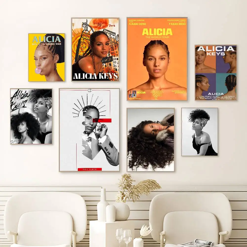 Singer A-Alicia Keys Good Quality Prints and Posters Vintage Room Bar Cafe Decor Home Decor