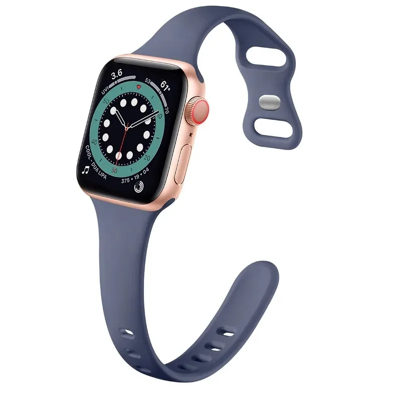 Bracelet en silicone pour Apple Watch, dehors Slim Band, Correa iWatch Series 8 Ultra 2 SE 7 6 3 9, 40mm, 44mm, 45mm, 41mm, 38mm, 42mm