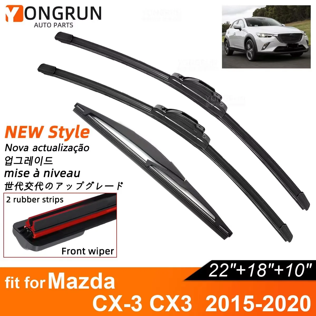 

Двойные резиновые щетки стеклоочистителя автомобиля для Mazda CX-3 CX3 2015-2020 гг., передние и задние дворники, автомобильные аксессуары 2015 2020