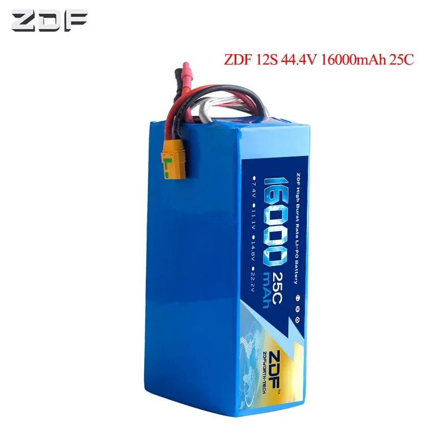 ZDF 44.4V 16000mAh 25C 12S Lithium Polymer Rechargeable Battery lipo battery for DIY RC Drone UAV model