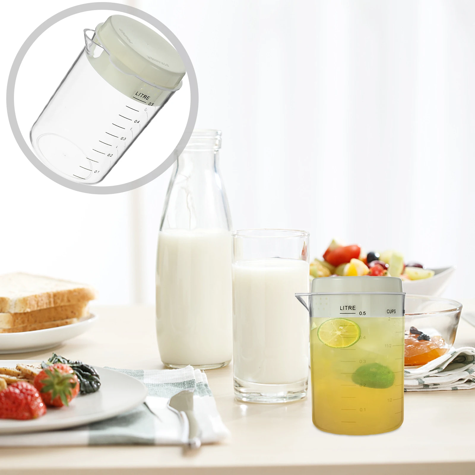 

Clear Measuring With Lid 600Ml Large Capacity Liquid Kitchen Tool Baking Mixing Cup Transparent Graduated Cup Household Storage