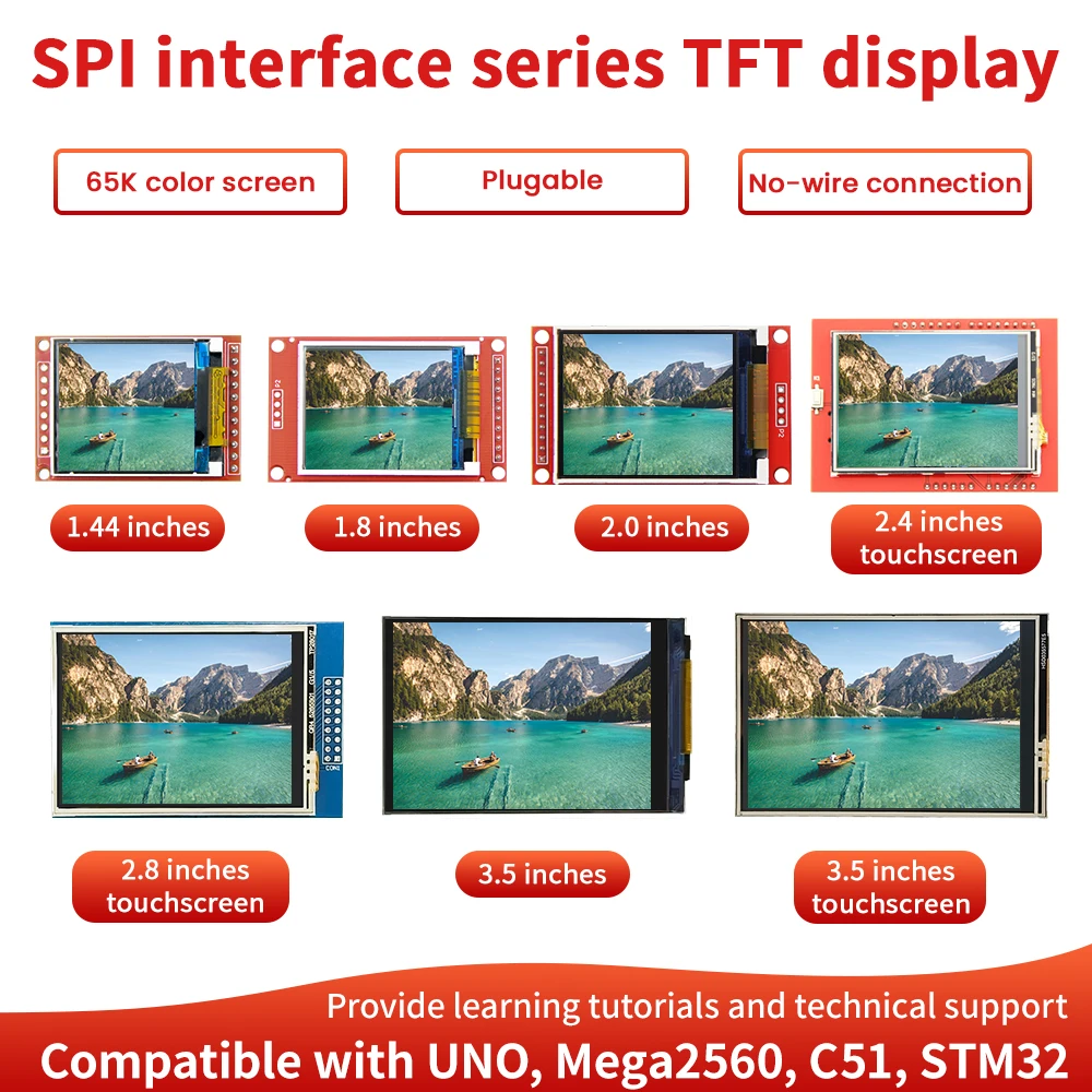 Keyestudio 1.44/1.8/2.0/2.8/3.5 SPI Interface Series TFT Display For Arduino UNO,Mega 2560,C51,STM32 With/Without Touch Function