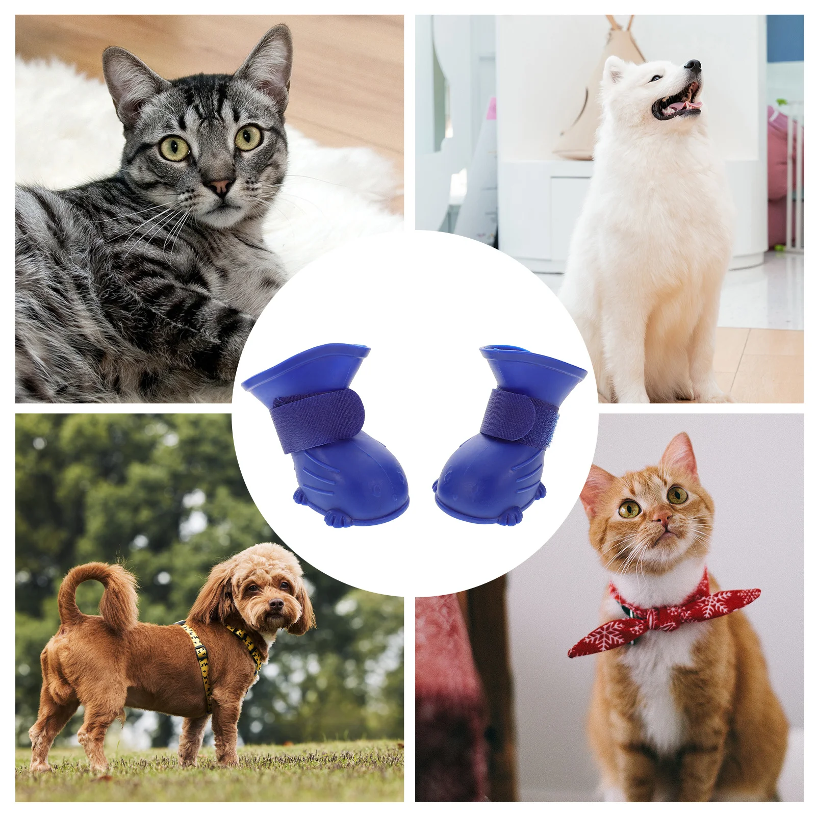 

4Pcs Dog Rain Boots Rubber Waterproof Non-Slip Outdoor Shoes Paw Protectors for Small Medium Dogs Comfort Terrain