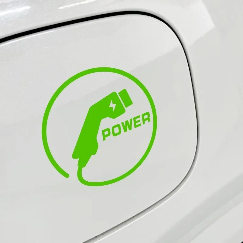 Autocollant en vinyle vert pour chargeur EV, 1 pièce, pour décoration de la fenêtre du bouchon de réservoir de voiture à énergie nouvelle