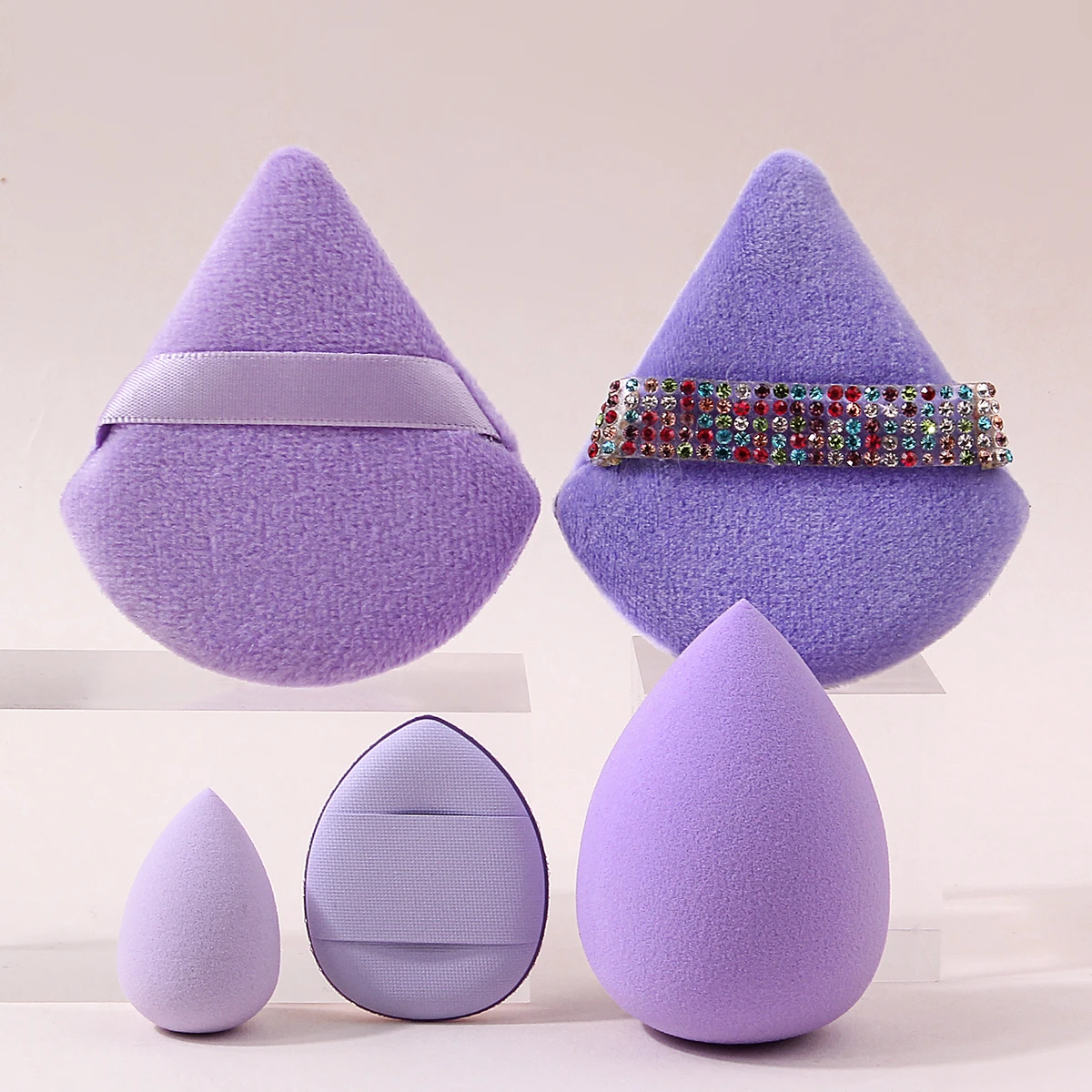Summer 5 Cans, 2 Loose Powder Puffs, 1 Large & 1 Mini Makeup Sponge, 1 Mini Air Cushion Puff, For Liquid Foundation & Concealer