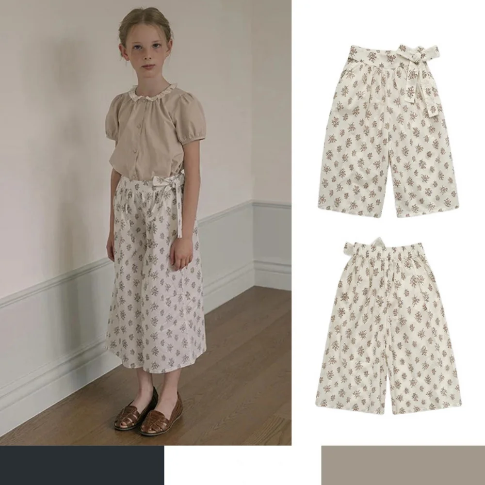 

Spring/Summer Pink Floral Nine-Point Skirt Pants for Girls Elegant Childish Style 2026 Trendy Junior Fashion