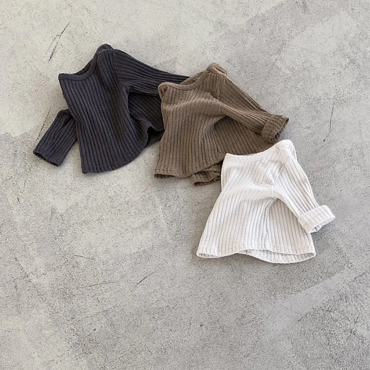 2025 Autumn New Baby Long Sleeve T Shirts Cotton Toddler Girl Simple Ribbed Bottoming Shirts Infant Boy Versatile Casual Tops