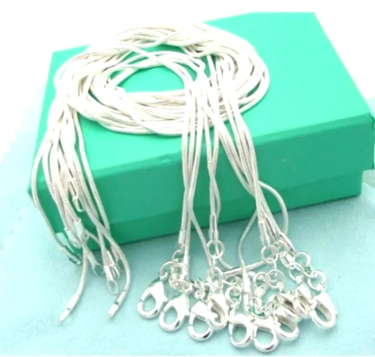 

10PCS LOT Wholesale 925 Sterling Silver 16/18/20/22/24/26/28/30 Inch 1mm Snake Chain Necklace For Woman Man Fashion Jewelry
