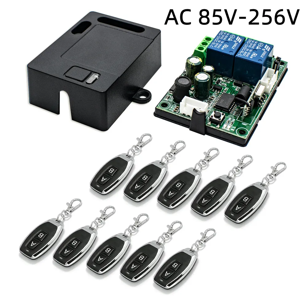 Universal 2 Relay Door Opener Garage Gate Door Receiver With Limit Switch DC 9-72V 85-250V + 433MHz 2CH RF Transmitter