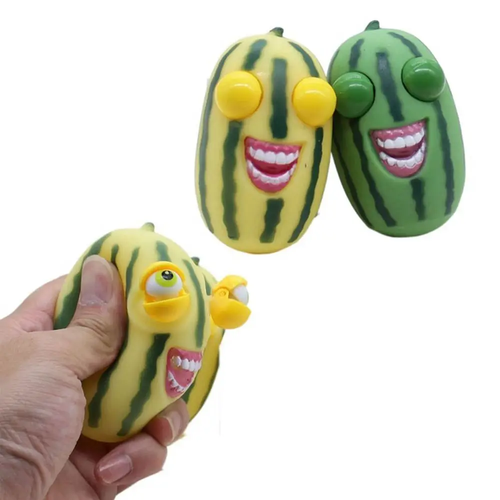 Slow Rebound Watermelon Pinch Toy Watermelon Strips Watermelon Fruit Eyes Popping Out Toys Explosive Eye Soft Children Toys