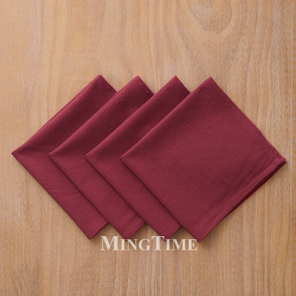 4pcs Napkin 40cm X 40cm Washed Cotton Cloth Plain Soft Classic Table Napkin for Wedding Christmas Home Party Decoration