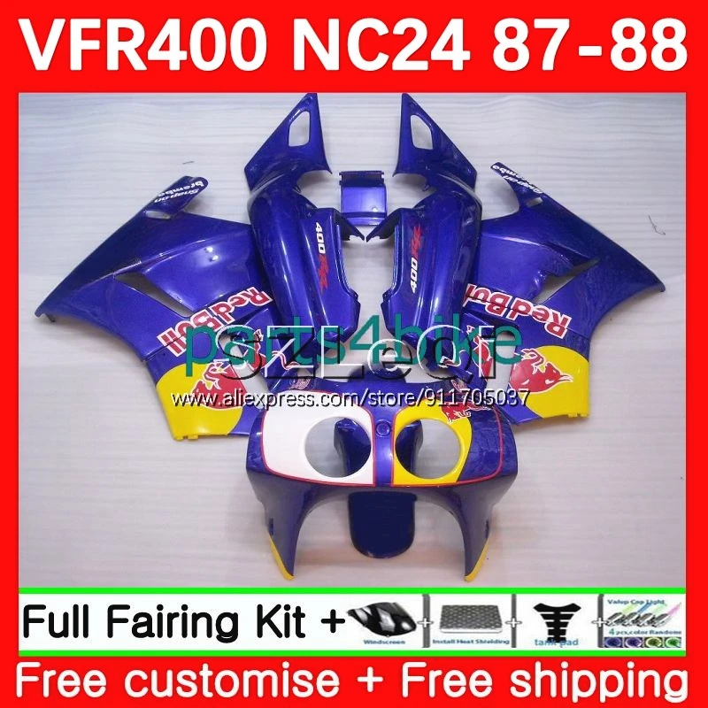 Body For HONDA VFR400R RVF Blue yellow VFR 400 R RR 400R CC 87 88 63No.81 VFR400RR NC24 VFR400 R V4 RVF400R 1987 1988 Fairings