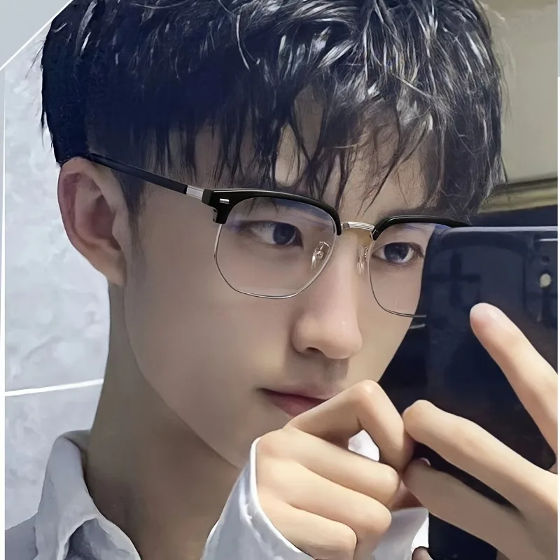

4pcs Classic Retro Half-Rim Magnesium Aluminum Alloy Glasses Set Ideal Gift Simple Style
