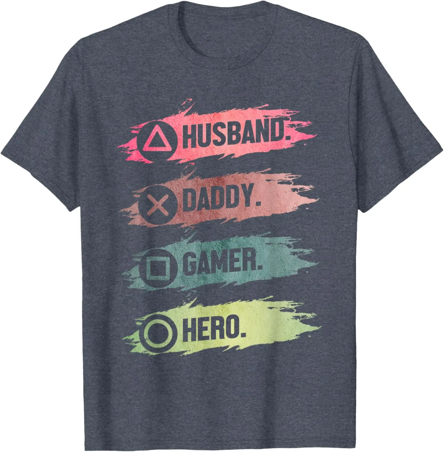 Mens Husband Daddy Gamer Hero Funny Gaming Dad Father's Day T-Shirt