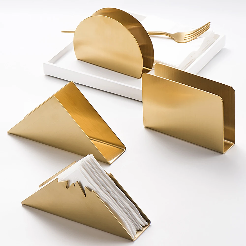 

Nordic Gold Stainless Steel Triangle Napkin Holder Dining Room Kitchen Storage Tissue Holder Home Hotel Decoration Napkin Holder