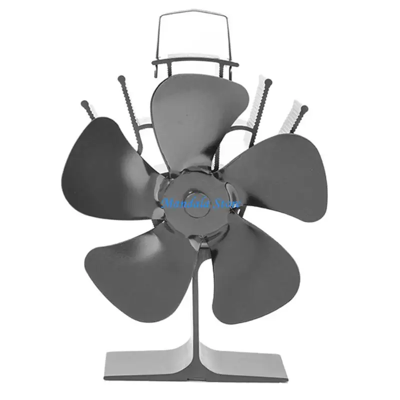 U2JC المنزل الموقد موقد مروحة 5-شفرة موقد الخشب مروحة تعمل بالطاقة الحرارية الشتاء في الأماكن المغلقة