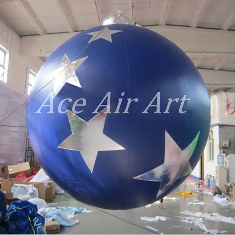 Blue Inflatable Ball with Sliver Stars, Fashionable Event Decoration, European