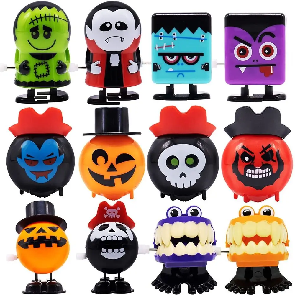 Cartoon Halloween Series Wind-up Toy Ghost Jumping Halloween Clockwork Toys Fairy Spirit Witch Prank Toys Halloween Ornament