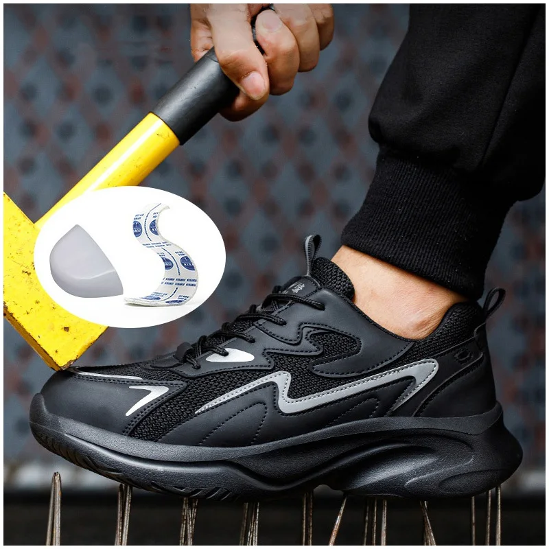 large size mens fashion breathable steel toe covers working shoes summer worker safety boots tooling security sneakers footwear
