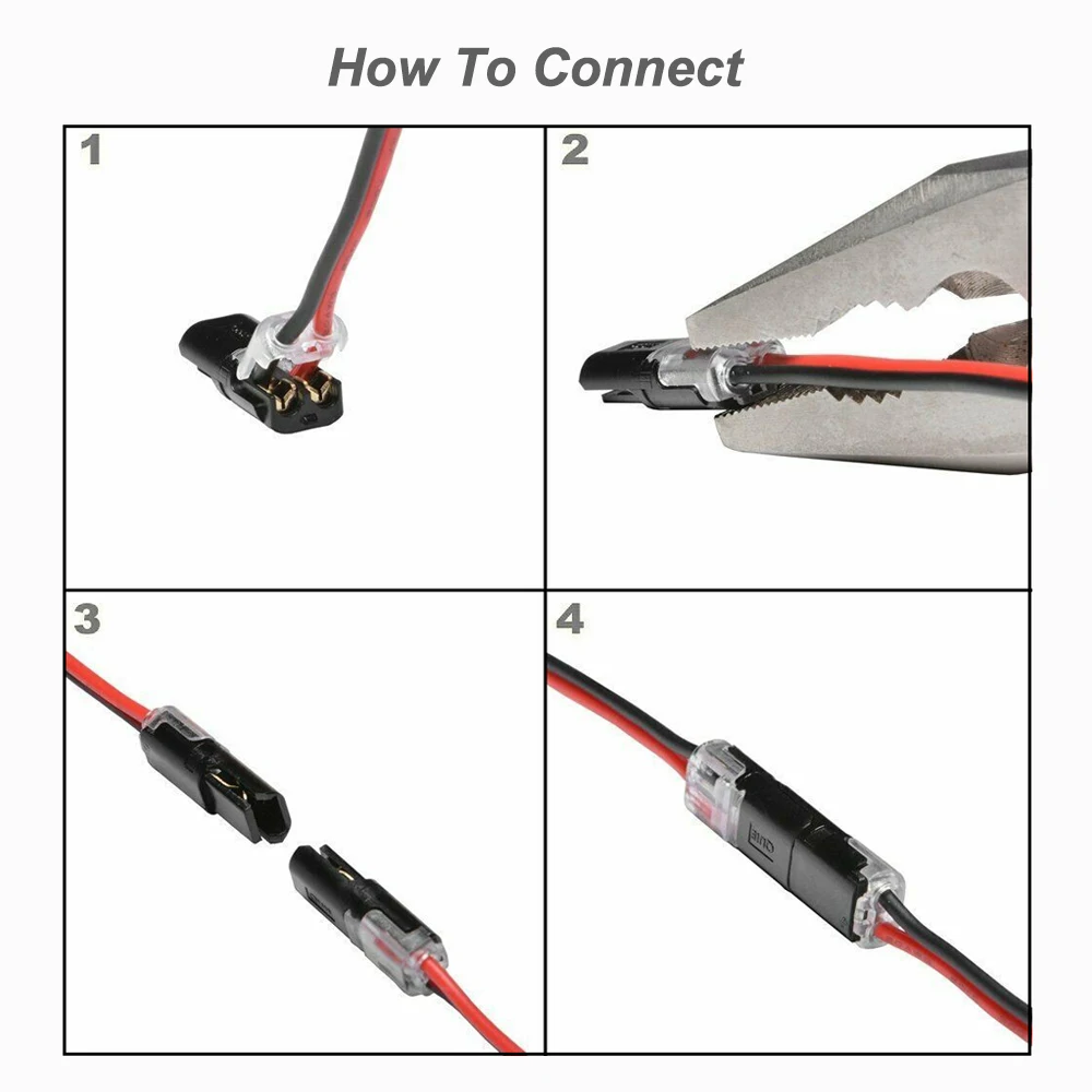 10 قطعة 2pin موصل سلك قابل للتوصيل سريع لصق كابل كهربائي محطات تجعيد الأسلاك الأسلاك 22-20AWG LED موصلات السيارات #6