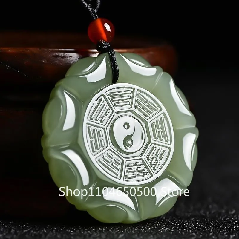 

‌Nephrite Jade Ba Gua Yin Yang Pendant Unisex Luck Jade Jewelry‌