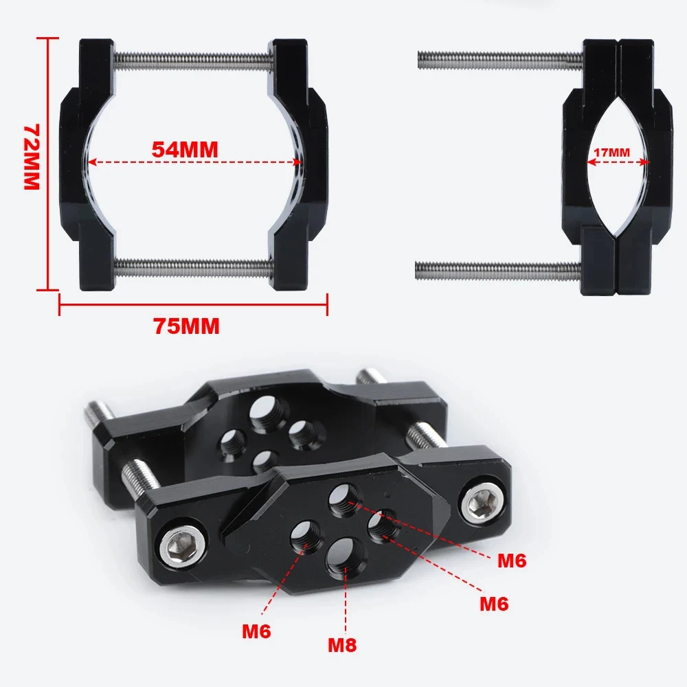 Handlebar Bumper Easy to Install Motorcycle Handlebar Bumper Mount Bracket for LED Spot and Fog Lights 17 54mm Inner Diameter