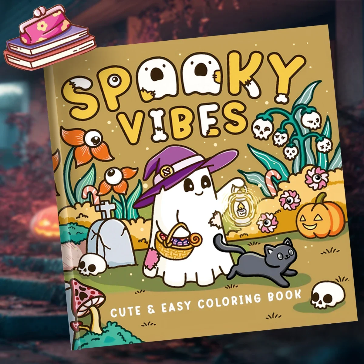 Un cálido libro para colorear con patrones artísticos de Halloween, perfecto para adornos de otoño, Navidad, Halloween y regalos de regreso a la escuela.