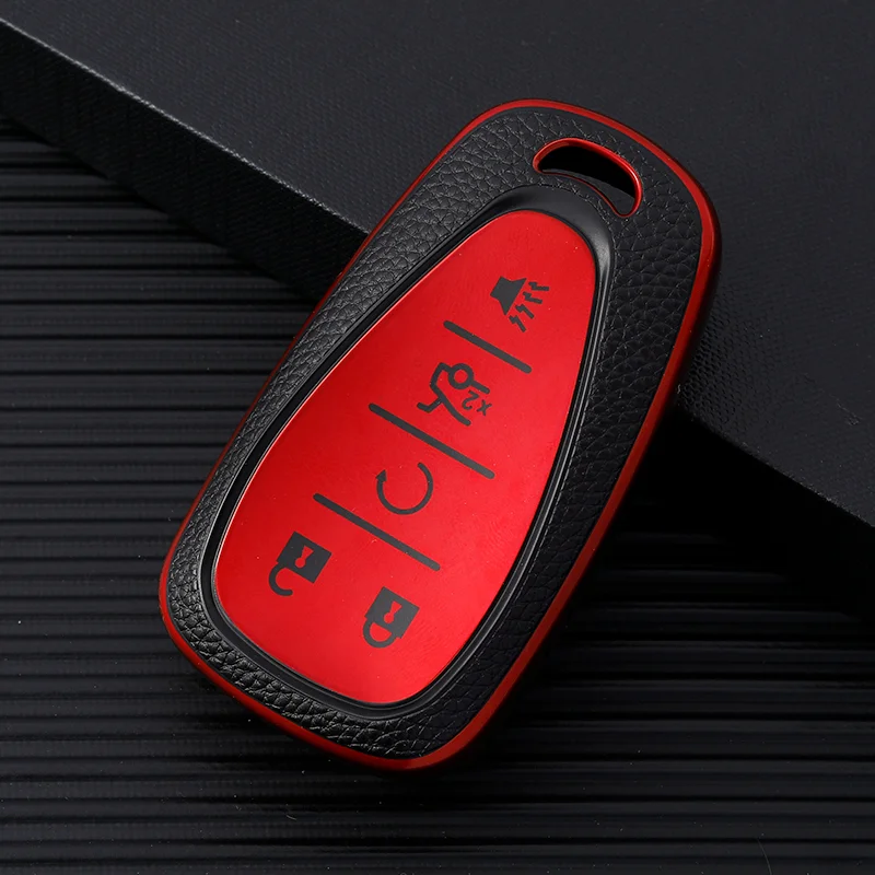 5 Buttons Leather TPU Car Key Case Cover For Chevrolet Chevy Malibu Camaro Cruze Traverse Sonic Volt Bolt Equinox 2017 - 2019