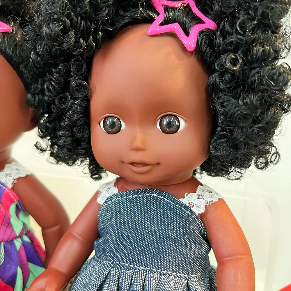 1PCS 27cm African Black Skin Explosion Head Reborn Doll Simulation Vinyl Doll Baby Soft Silicone Doll Christmas Girl Toys Gift