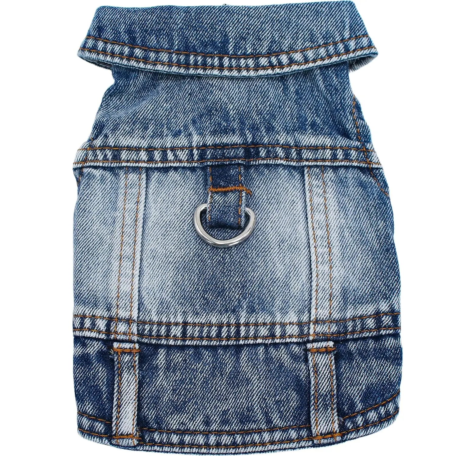 Small Dog Denim Jacket with D-Ring, Boy Puppy Pet Clothes Vest Harness, S, Customized