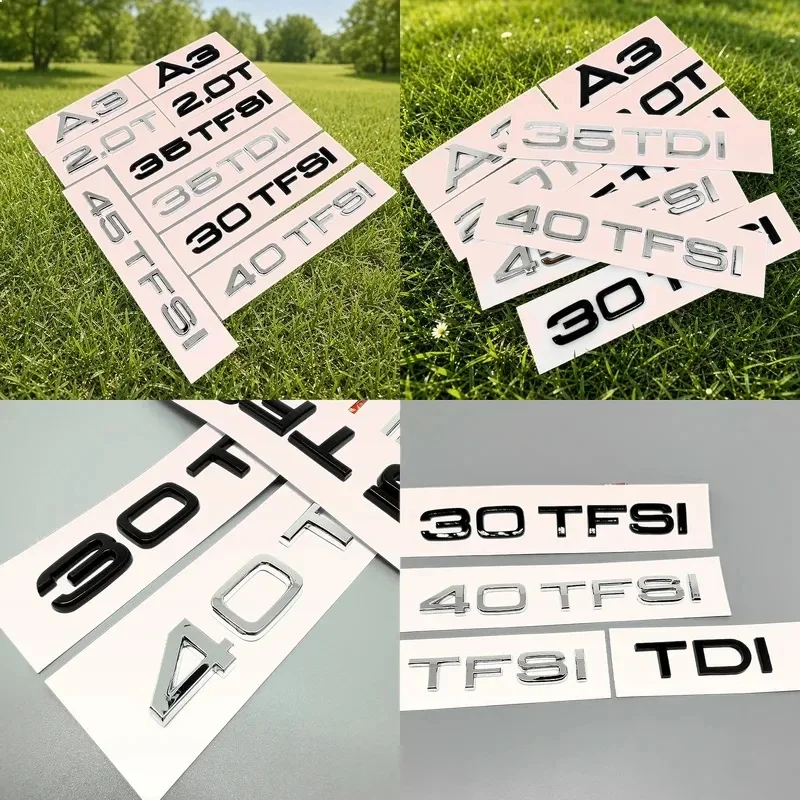 3D ABS Letters Numbers Car Rear Trunk Logo Emblem Badge for Audi A3 30TFSI 35TFSI 40TFSI 45TFSI 30TDI 35TDI 2.0T Nameplate