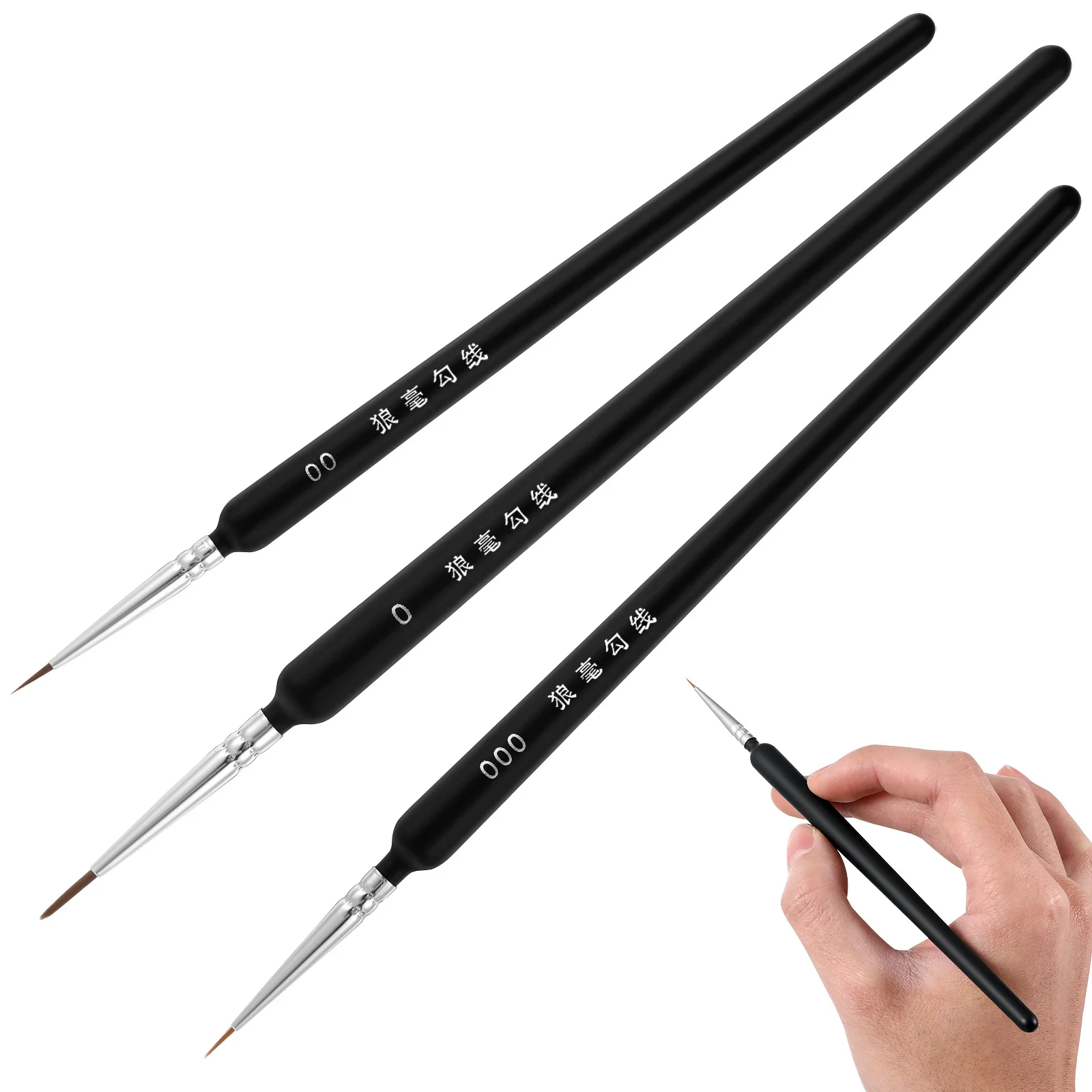 3 Pcs Tiny Paint Detail Liner Brush Foam Brushes Miniature Paintbrushes Manicure Baby