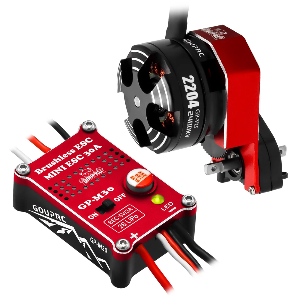 

2204 2400KV Brushless Outrunner Motor with Transmission & 30A Brushless ESC for SCX24 RC Crawler Axial 1/24 RC Car Truck