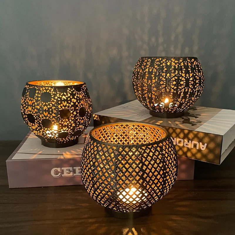 Separated Nordic crystal candle utensils metal ornaments round candlesticks living room table candlelight dinner props