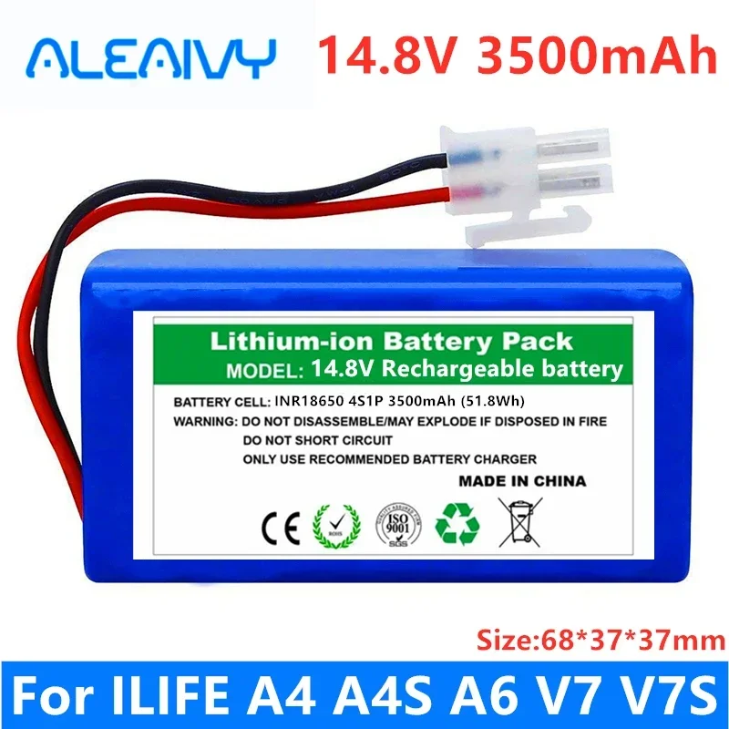 

New Original 14.8V 3500mAh li ion Rechargeable Battery For ILIFE A4 A4s V7s A6 V7s plus Robot Vacuum Cleaner iLife battery