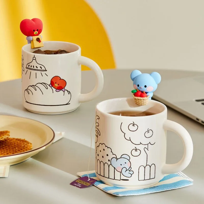 BTS Kim Tae Hyung Jeon Jung Kook Cute Cartoon Image Cup Hanging Cup Rim Suspend Doll Decoration Q-version Ornament Periphery view 2