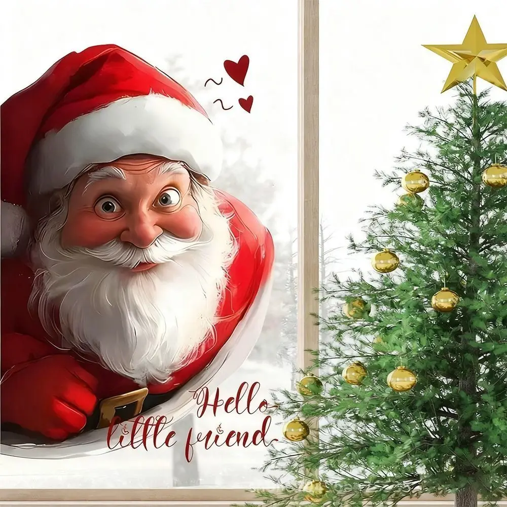 

Simulated Santa Claus Window Sticker Double-Sided Visual Self-Adhesive Christmas Decoration Background Merry Christmas