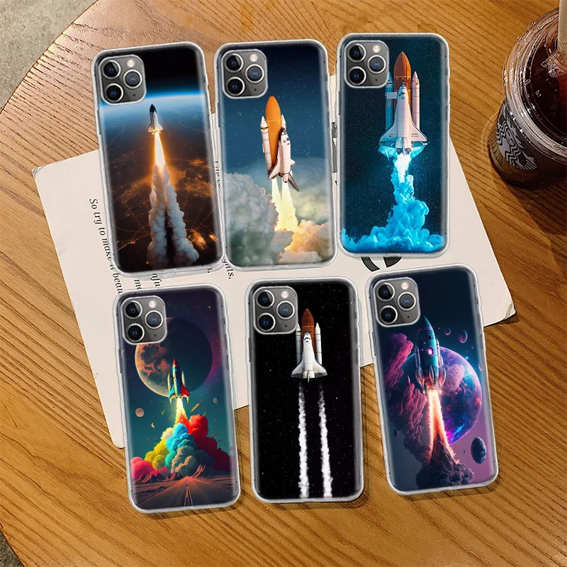 Space Shuttle Navigation Phone Case For Iphone 14 13 15 16 Pro Max Plus Apple 11 12 Mini X XS Max XR Clear Cover Shell Coque Sil