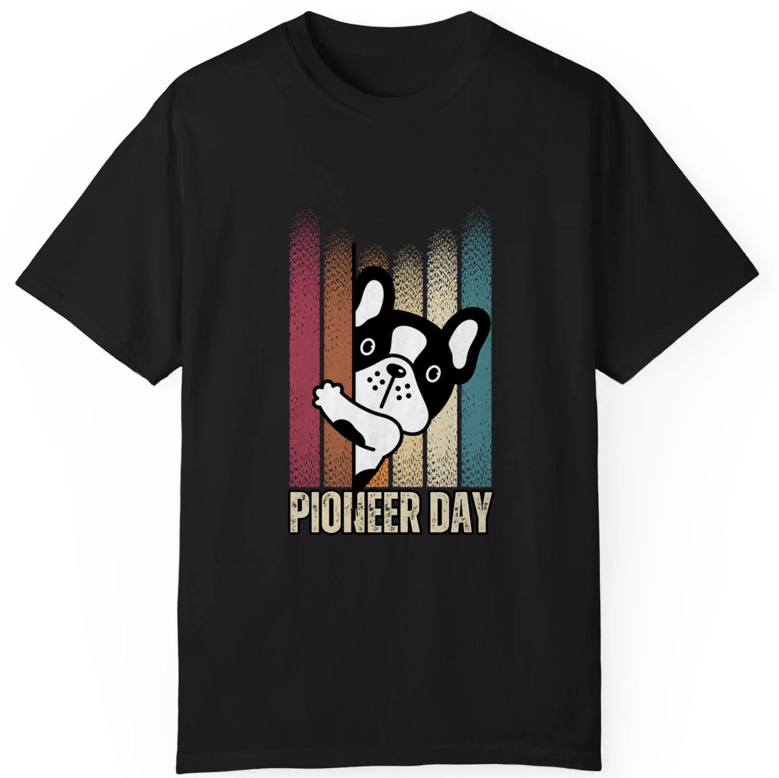 French Bulldog Hiding Pioneer Day Best Gift Mens And Ladies T-Shirt