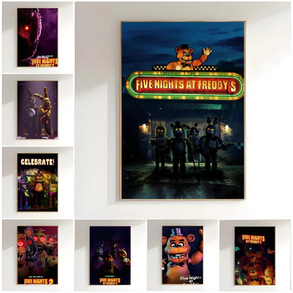 horror game f-five nights at freddys Poster Classic Wall Art  Home Decor  Peel and Stick Unframed