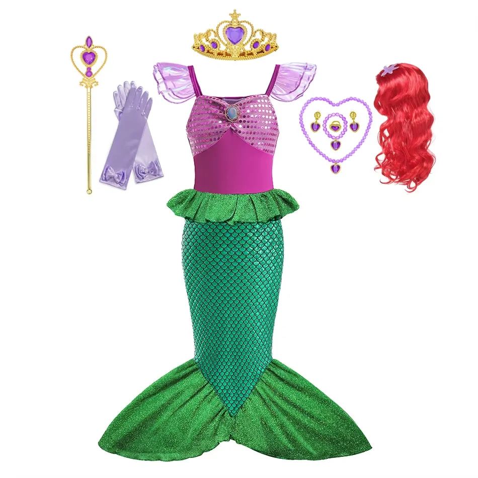 New Girls Dress Princess Mermaid Costume Girls Kids Cosplay Kids Carnival Birthday Party Prom Costume Summer Dress Vest Suit