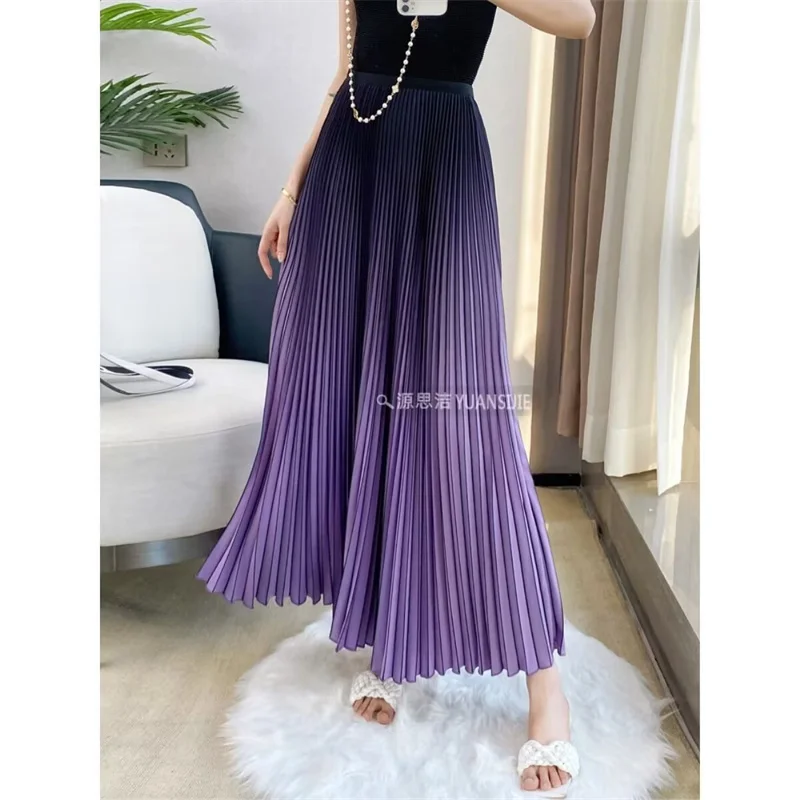 여성용 스커트 여성 의류 시니어 드레이프 그라데이션 루즈 플리츠 스커트 여성 봄/여름 2026 슬림 미야케 플리츠 스커트